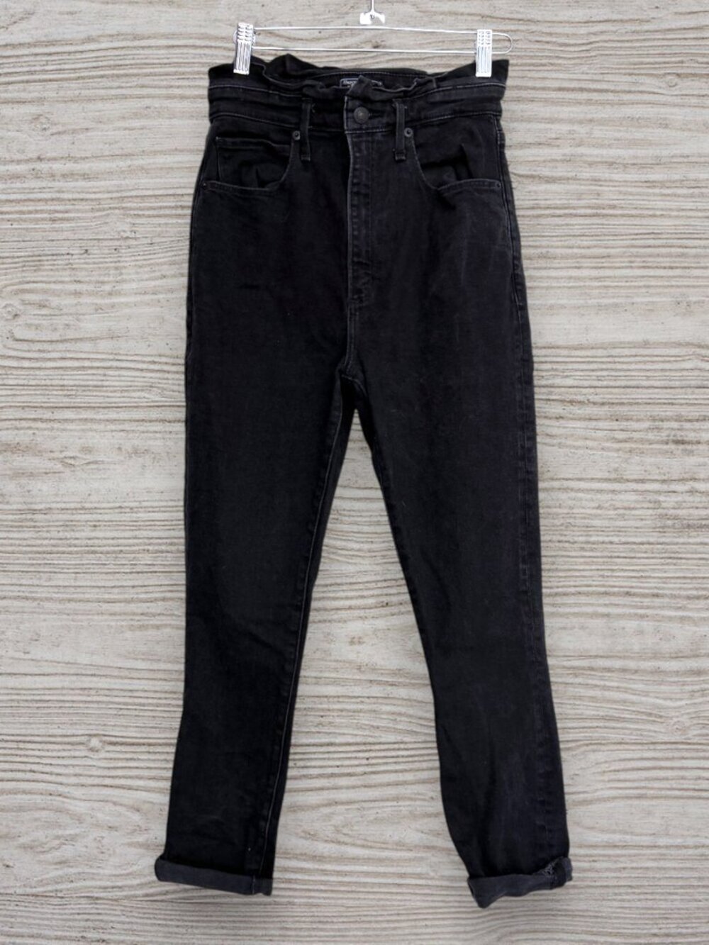 Abercrombie Ultra High Rise Black Skinny Tapered Jeans 26 Paperbag Waist Y2K